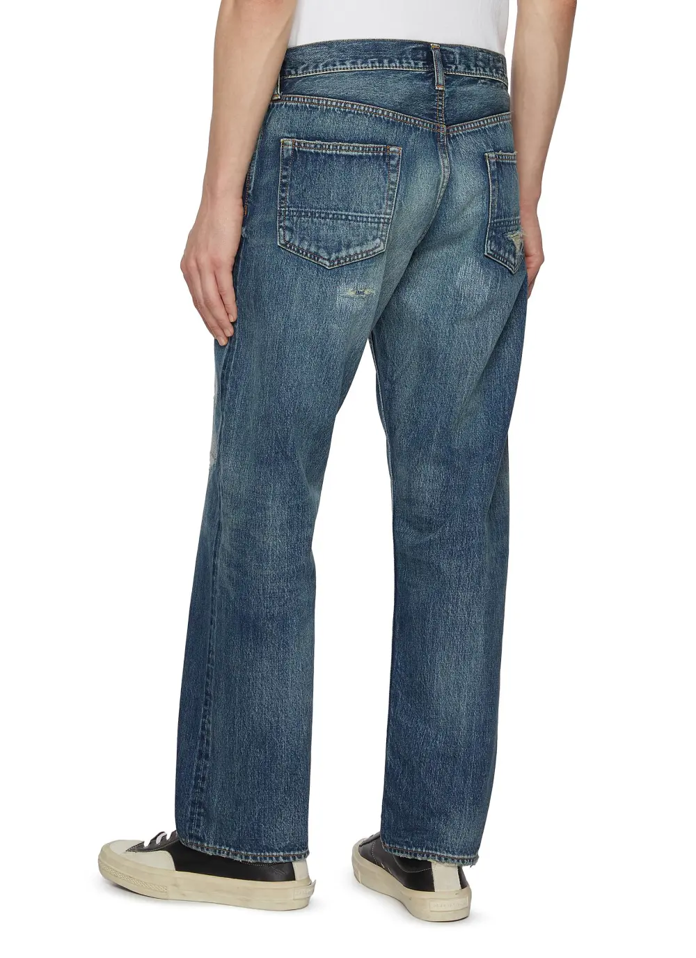Simple Soft Straight-Cut Comfortable Blue Cottom Jeans