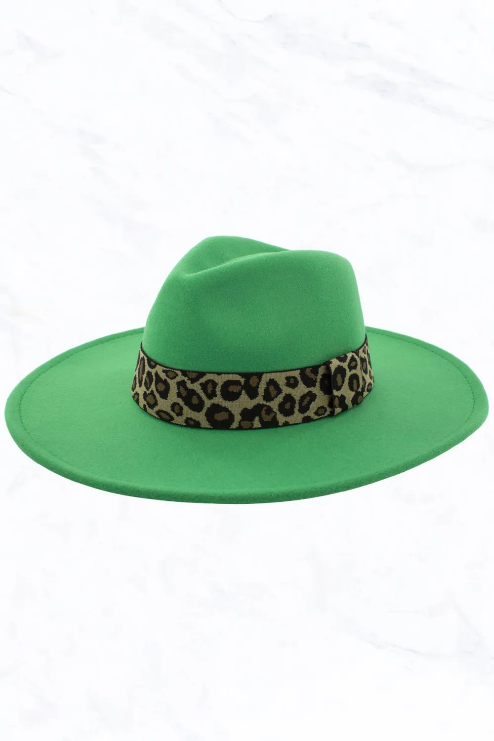 Big Brim Peach Heart Top Jazz Hat Wide Leopard Belt