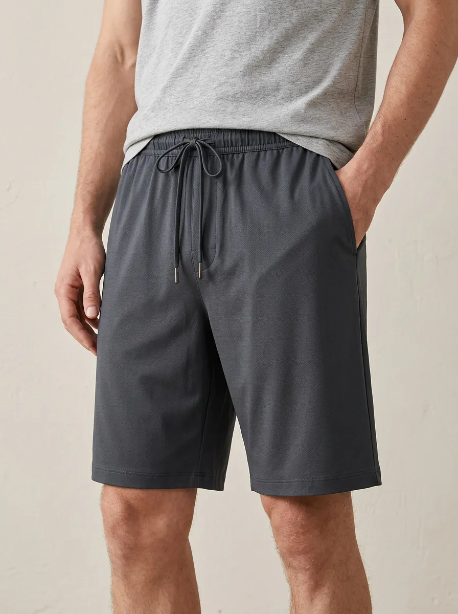 Contemporary Ice-Silk Stretch Drawstring Shorts