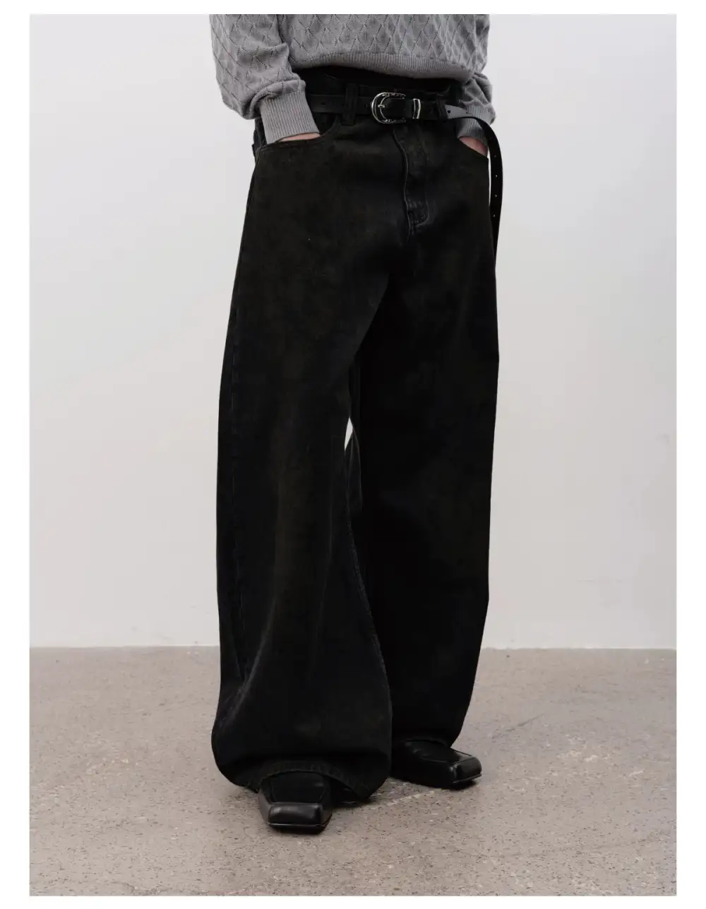 Ultra-Wide Stacked Washed Jeans