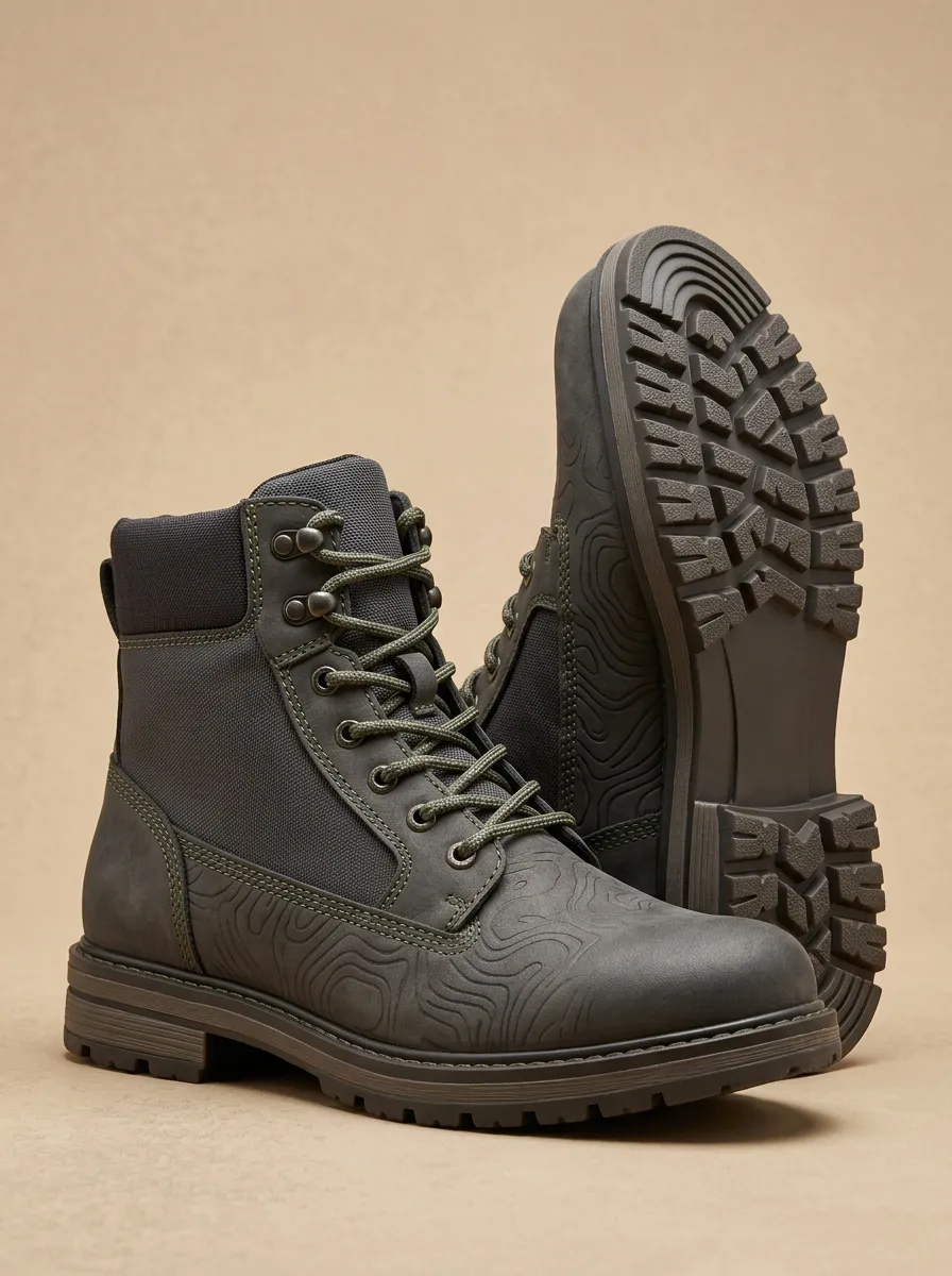 Unisex Versatile Outdoor Enthusiast Topographic Map Print Work Boots