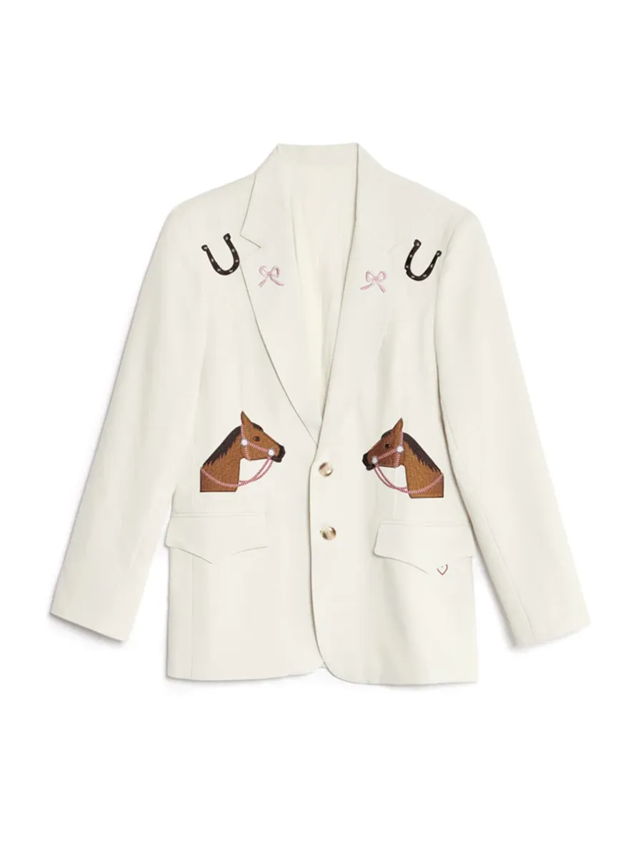 Embroidery Single Breasted Blazer