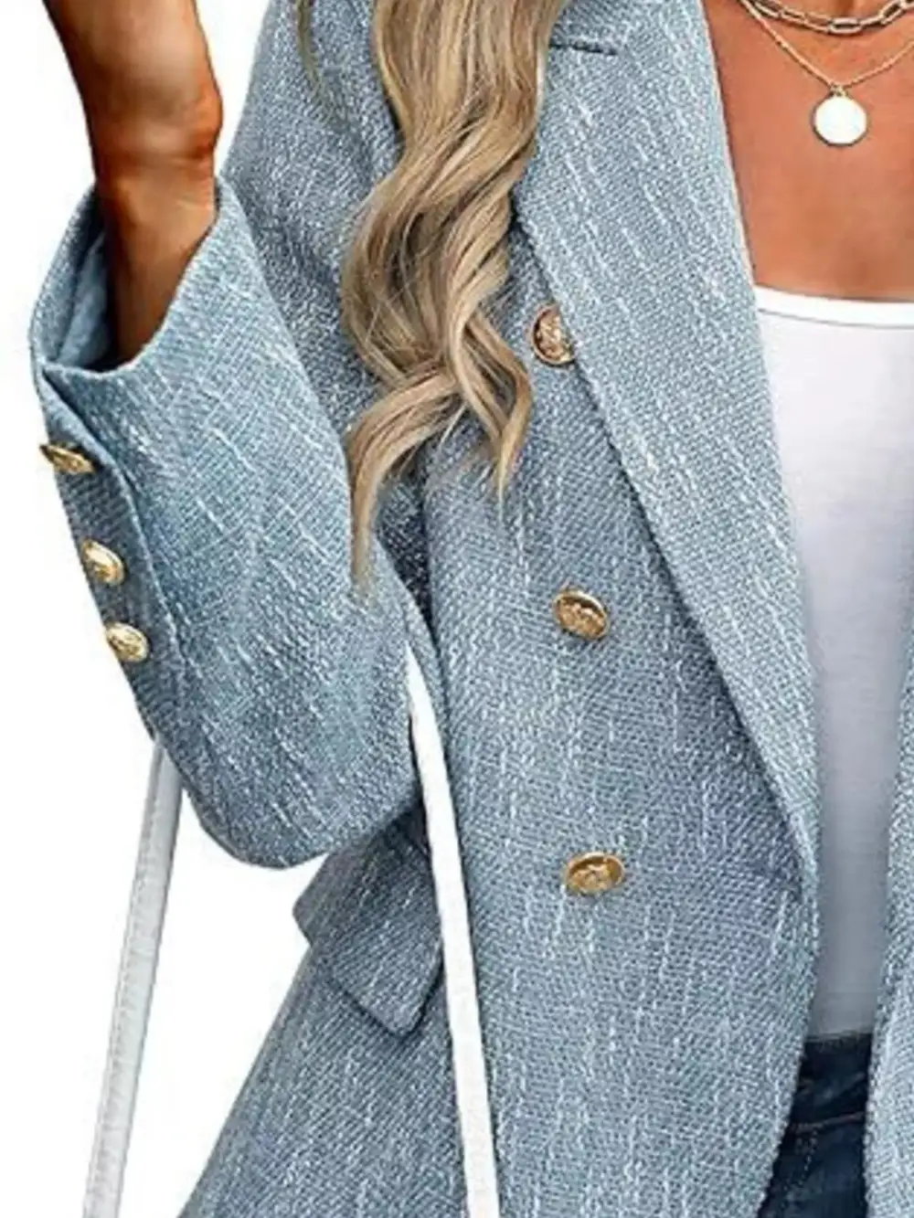 Double Breasted Lapel Collar Blazer