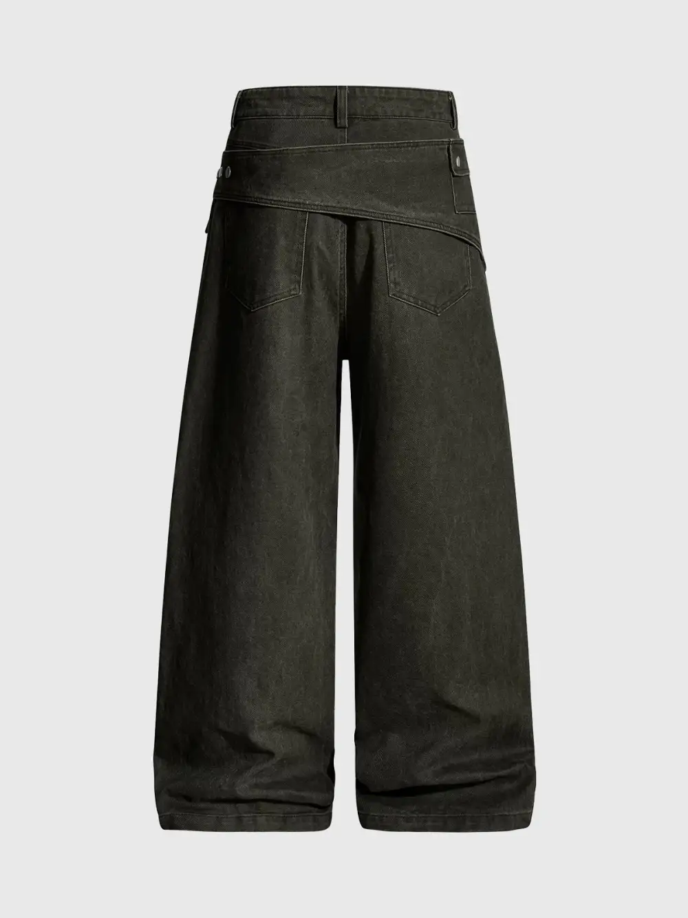 Wide-Leg Folded-Waist  Pants