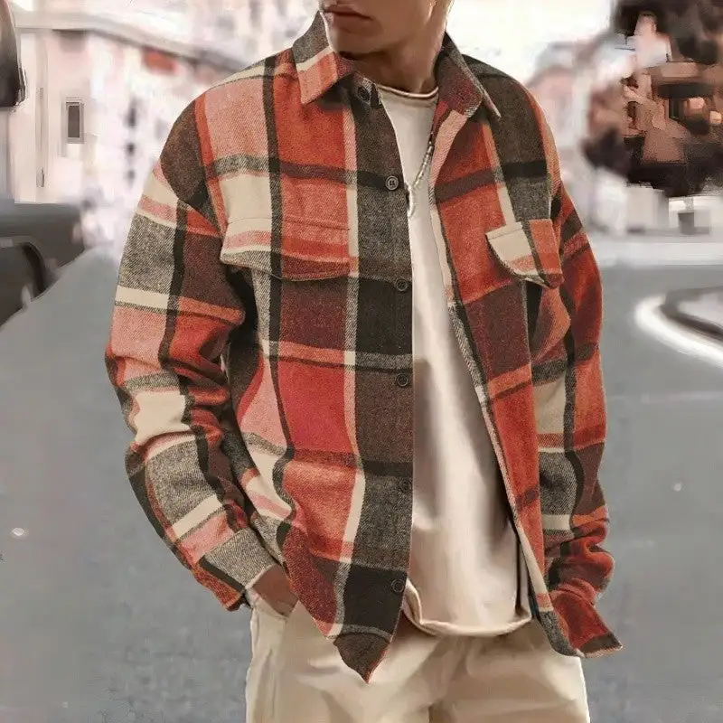 Classic Vintage Flannel Plaid Long Sleeve Shirt