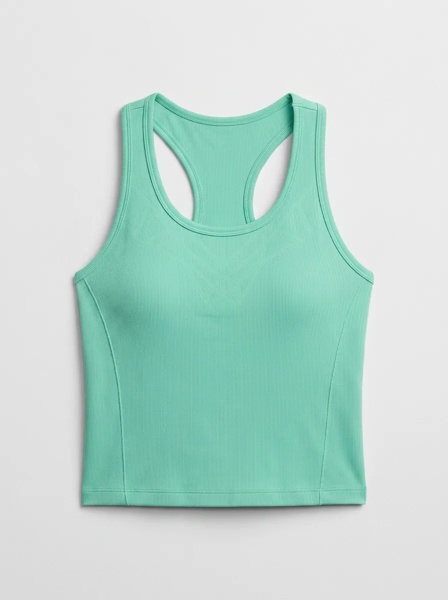 Women's Fitness Gym Mint Green Ribbed Racerback Tank Top