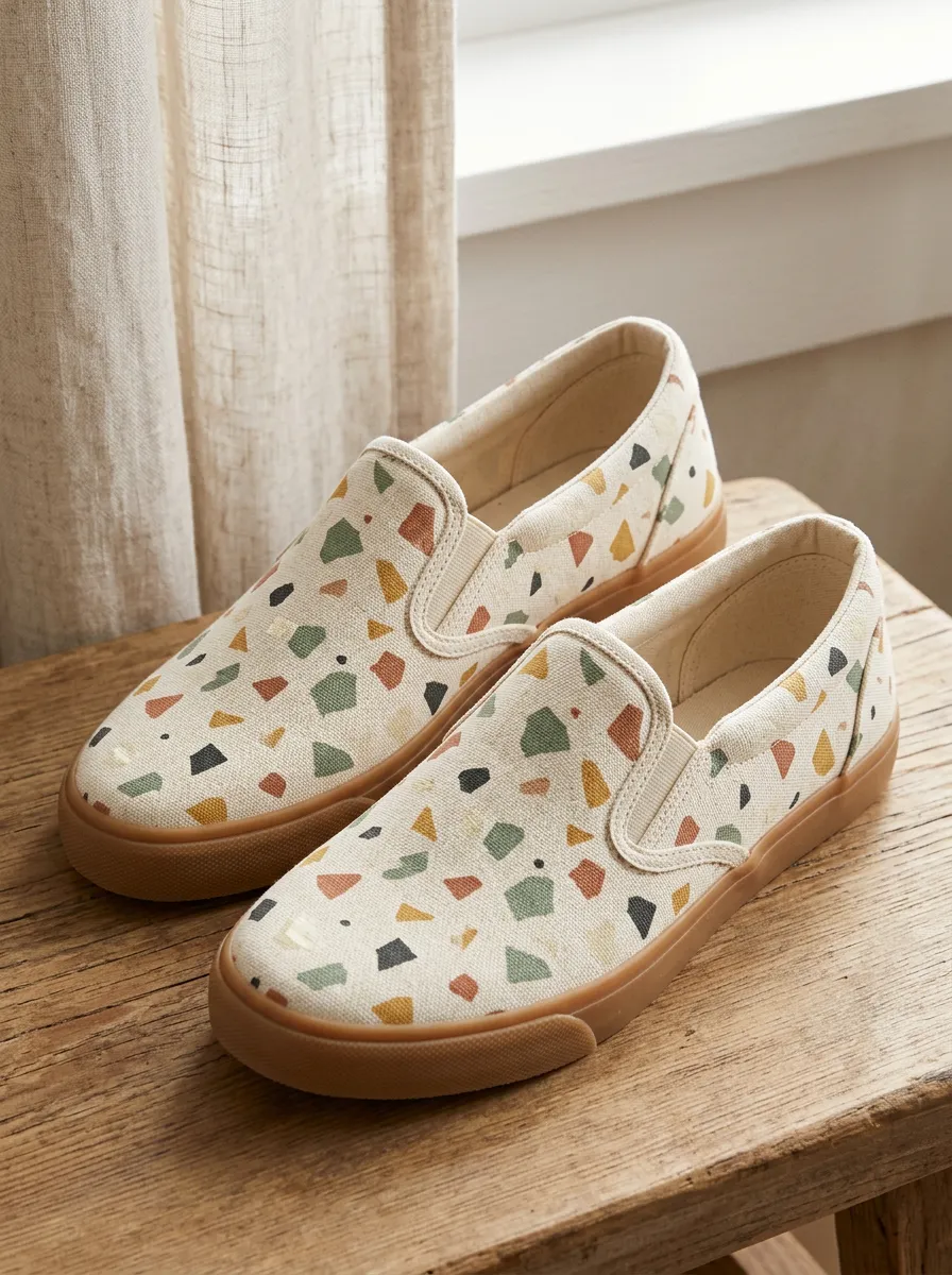 Women's Modern Boho Terrazzo Pattern Patterned Slip-on Canvas Shoes