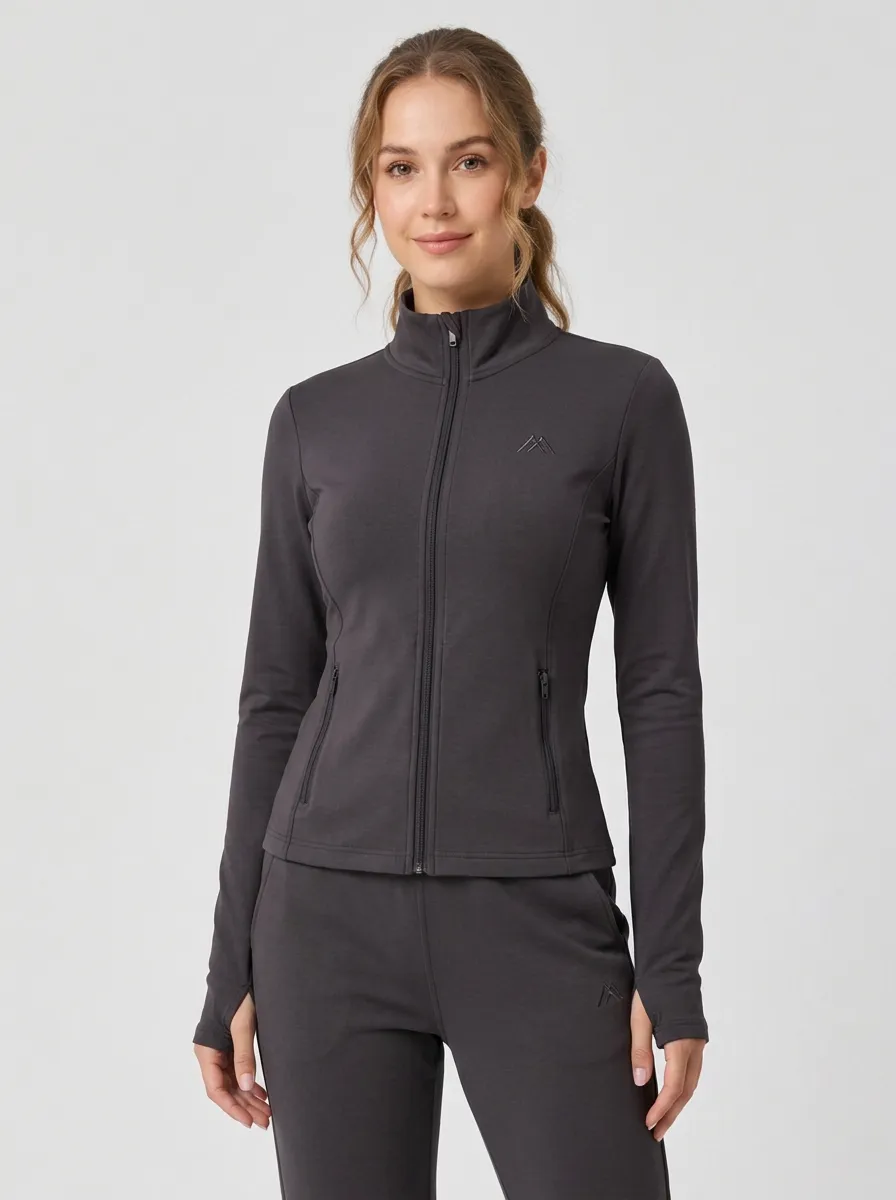 Women's Sage Green Athletic Zip-Up Jogger Tracksuit Set