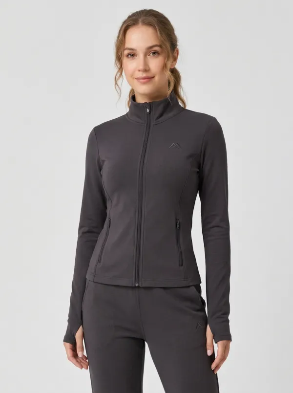 Women's Sage Green Athletic Zip-Up Jogger Tracksuit Set