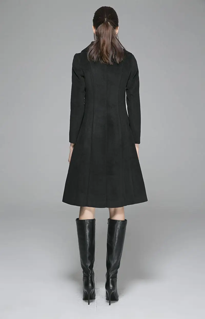Refined Wool Blend Tailored Double Breasted Pocketed Button Front Coat