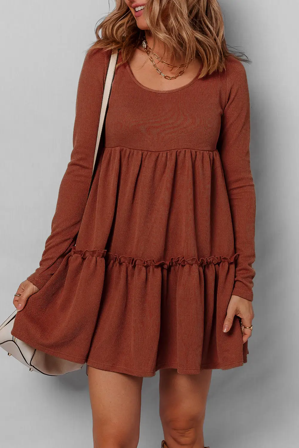 Ribbed Long Sleeve Mini Dress