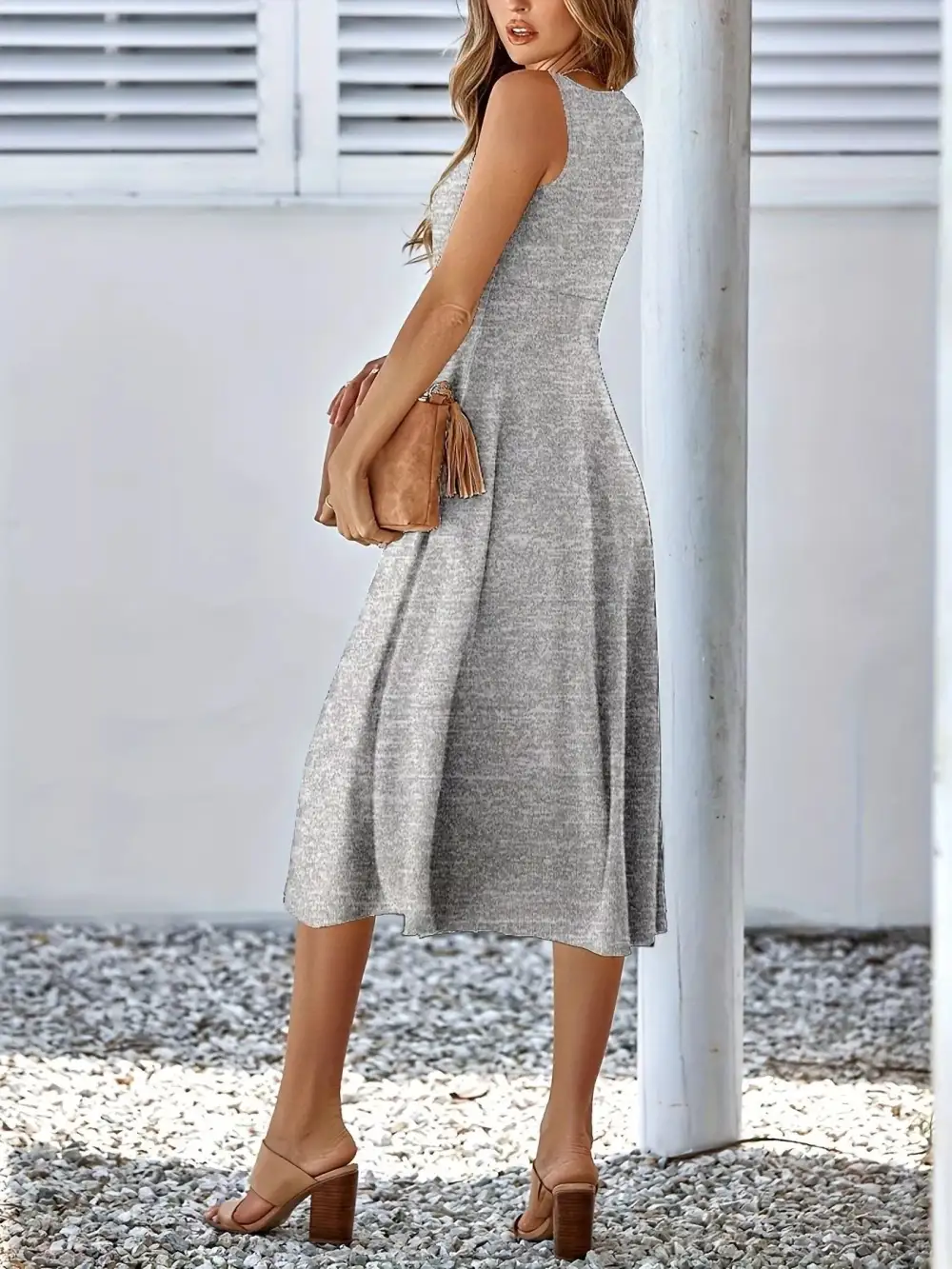 Sleeveless A-Line Midi Dress