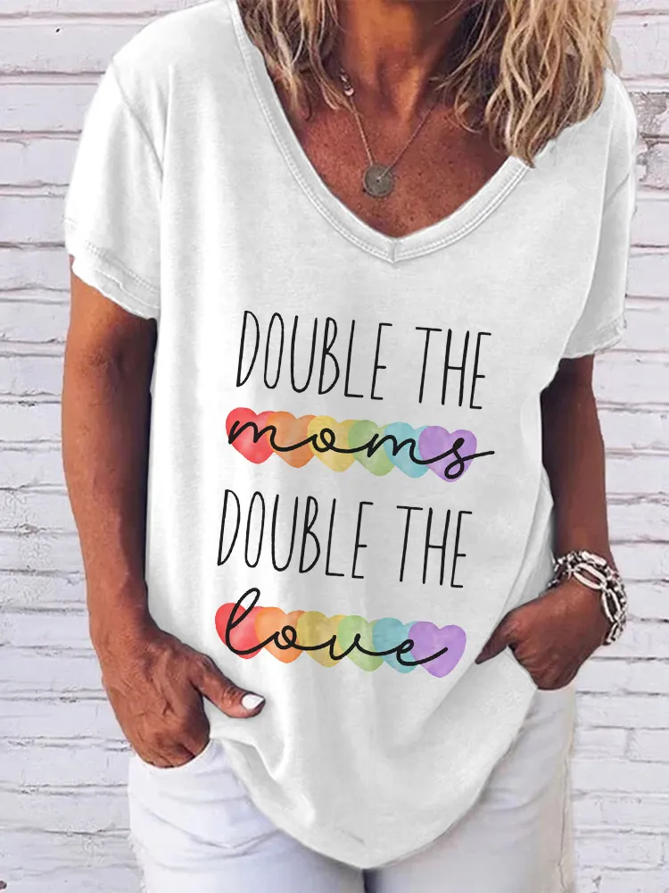 Double The Love V-Neck Short-Sleeved T-Shirts