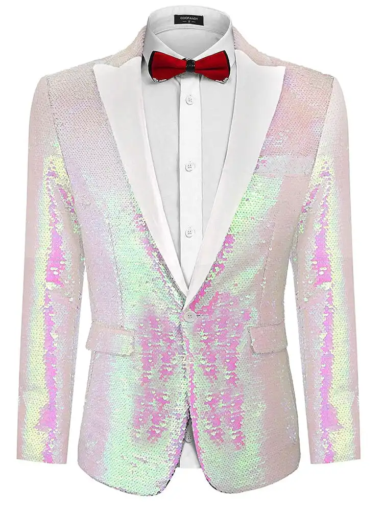 S Shiny Sequins Suit Jacket Coat