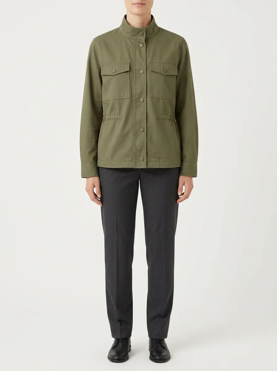 Women's Casual Utility Style Buttoned Field Jacket