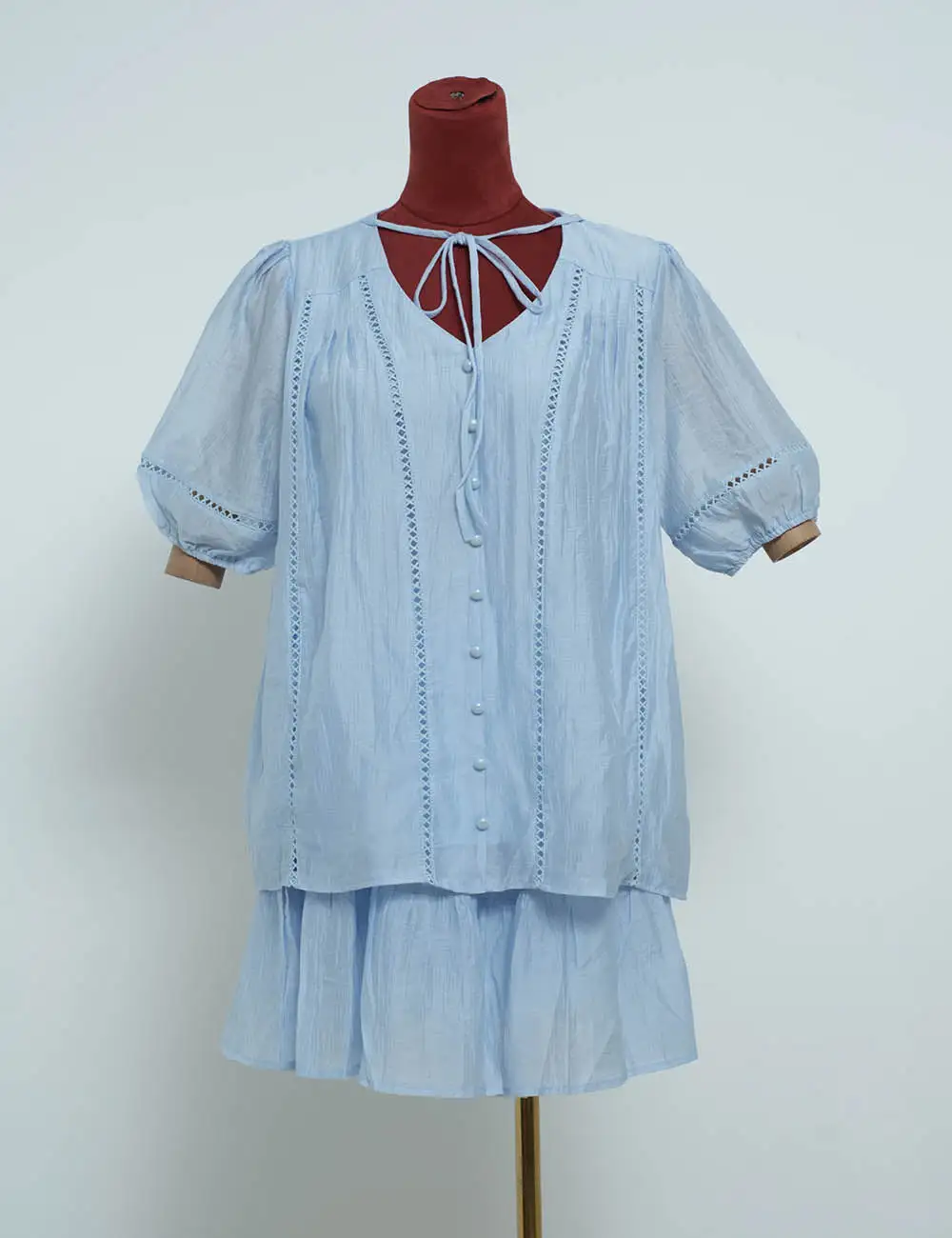 Boho Cozy Eyelet Pullover Top Shorts Two Piece Set