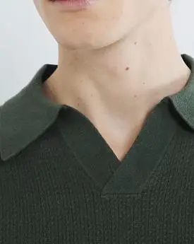 Men's Green Slim Fit Trendy Textured Polo Shirt