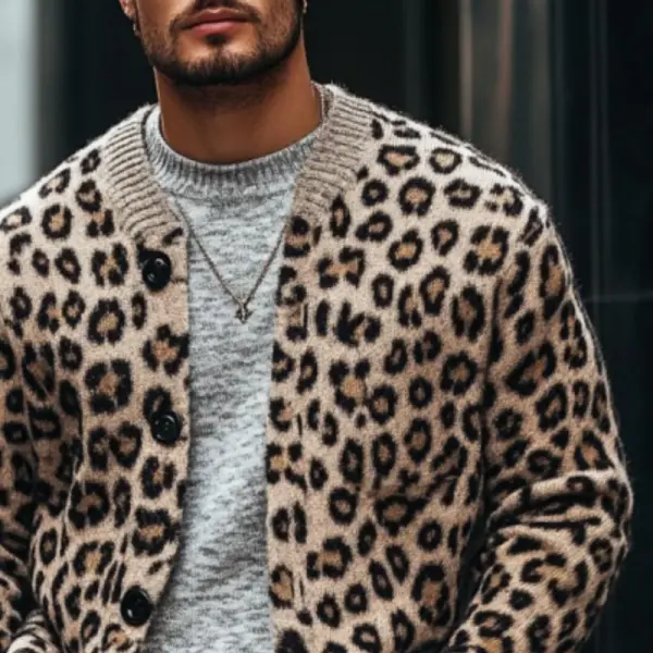 Leopard Print Knit Cardigan