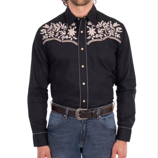 Men's Embroidered Long Sleeve Shirt