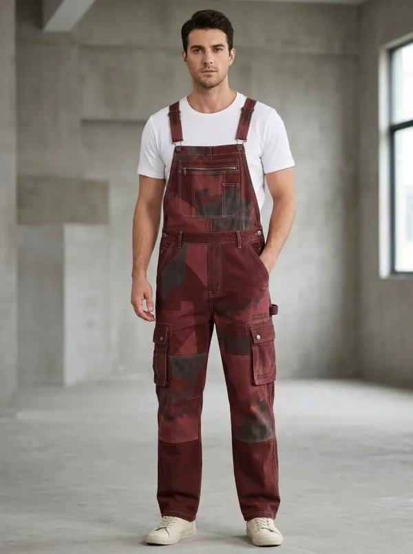 Camo Patchwork Utility Overalls