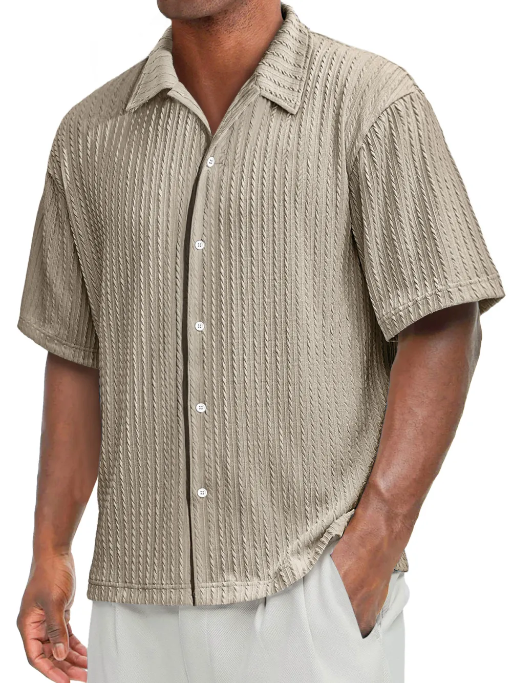 Tailored Short Sleeve Open Collar Shirt