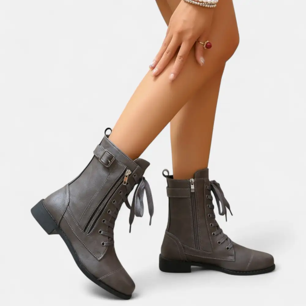 Lace Up Buckle Strap Combat Boots