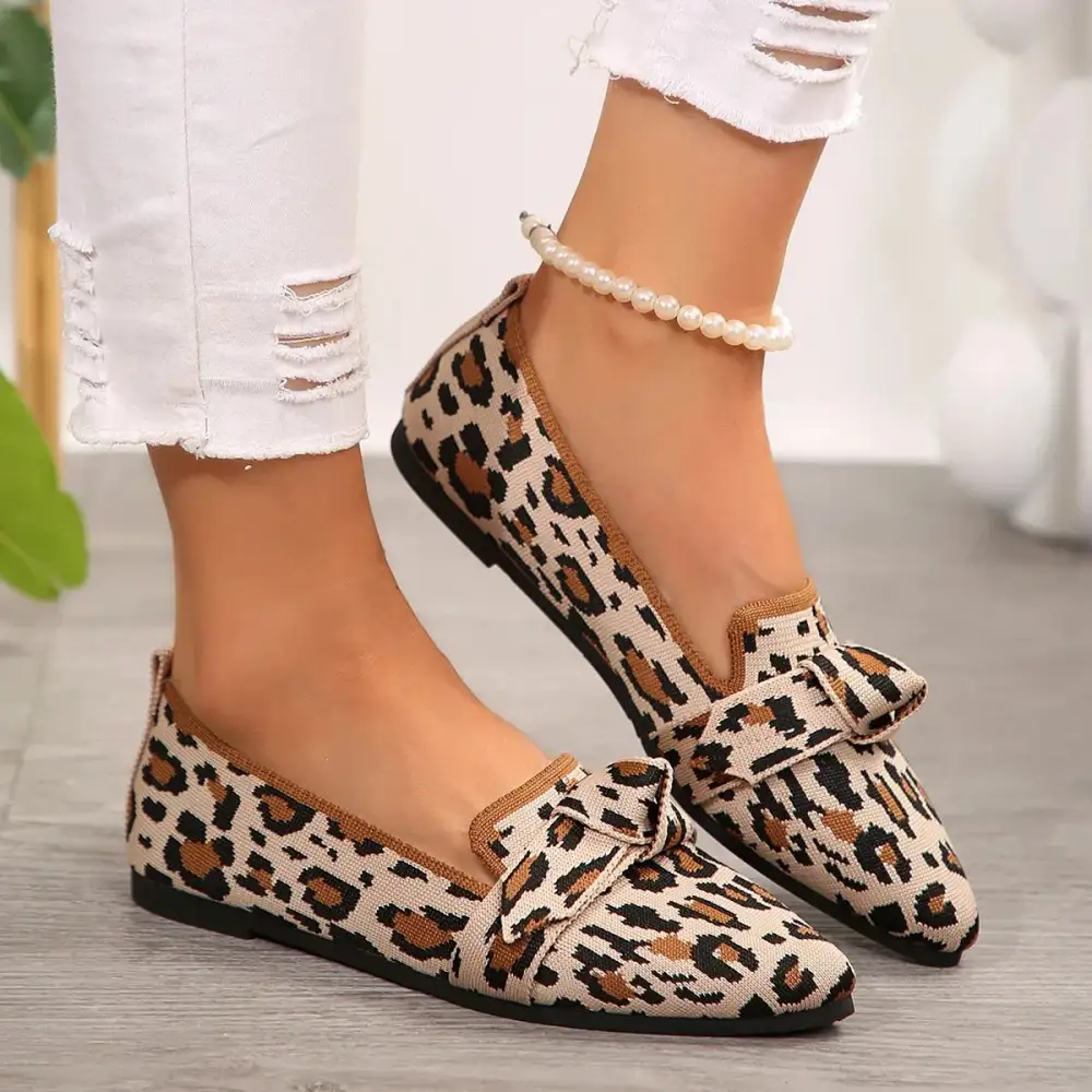 Pointed Toe Slip On Leopard Print Office Ready Flats