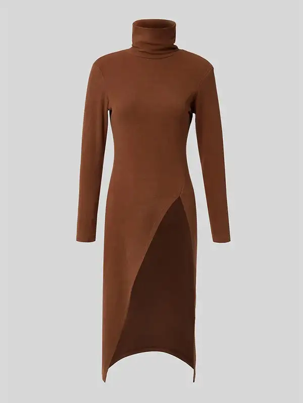 Women's Split-Hem High-Neck Blouse