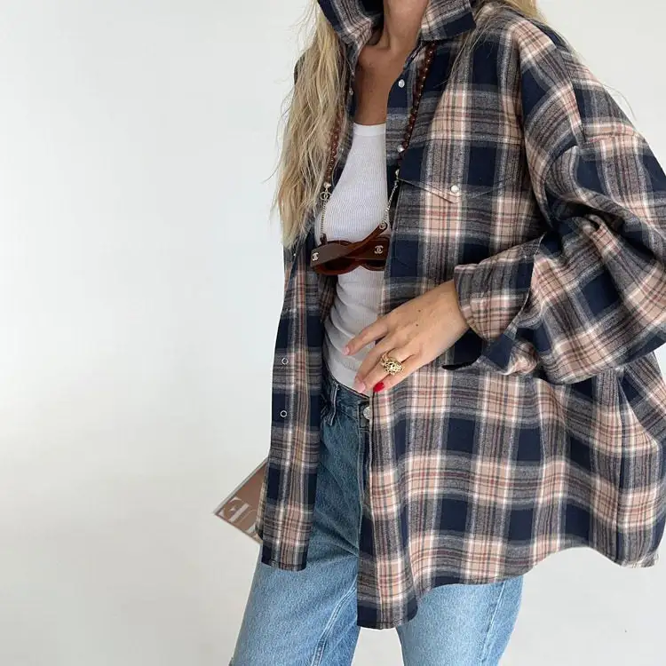 Soft Plaid Casual Outerwear Jacket