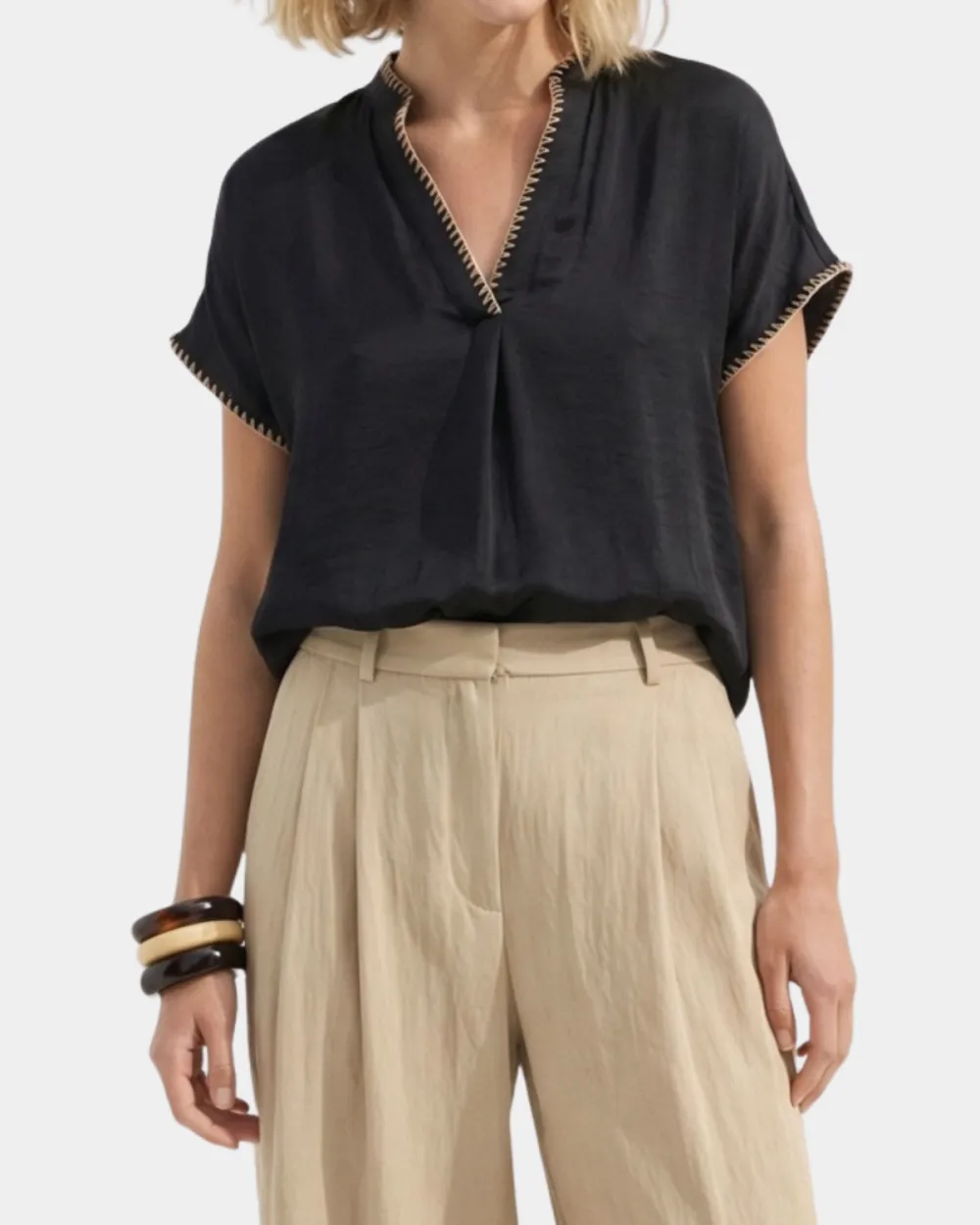 Relaxed Relaxed Whipstitch Blouse Blouses & Shirts