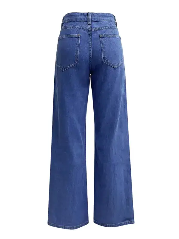 Refined High-Waist Washed Pocketed Straight Leg Jeans
