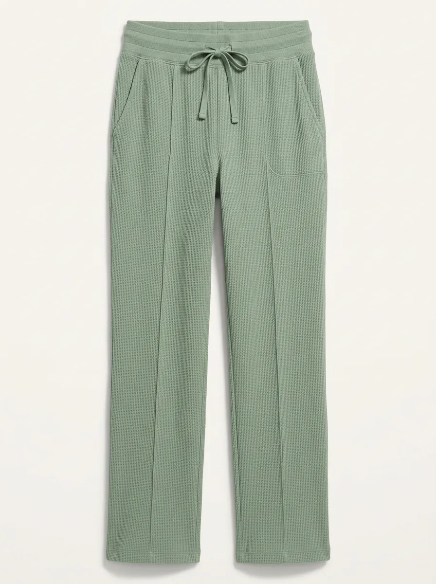Women's Easygoing Drawstring Jogger Fit Waffle Lounge Pants