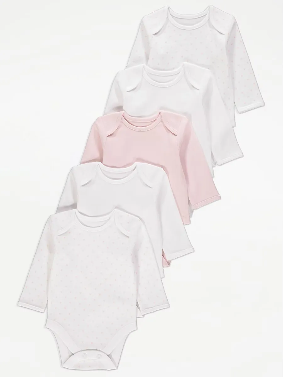 Pink Long Sleeve Bodysuits 5 Pack