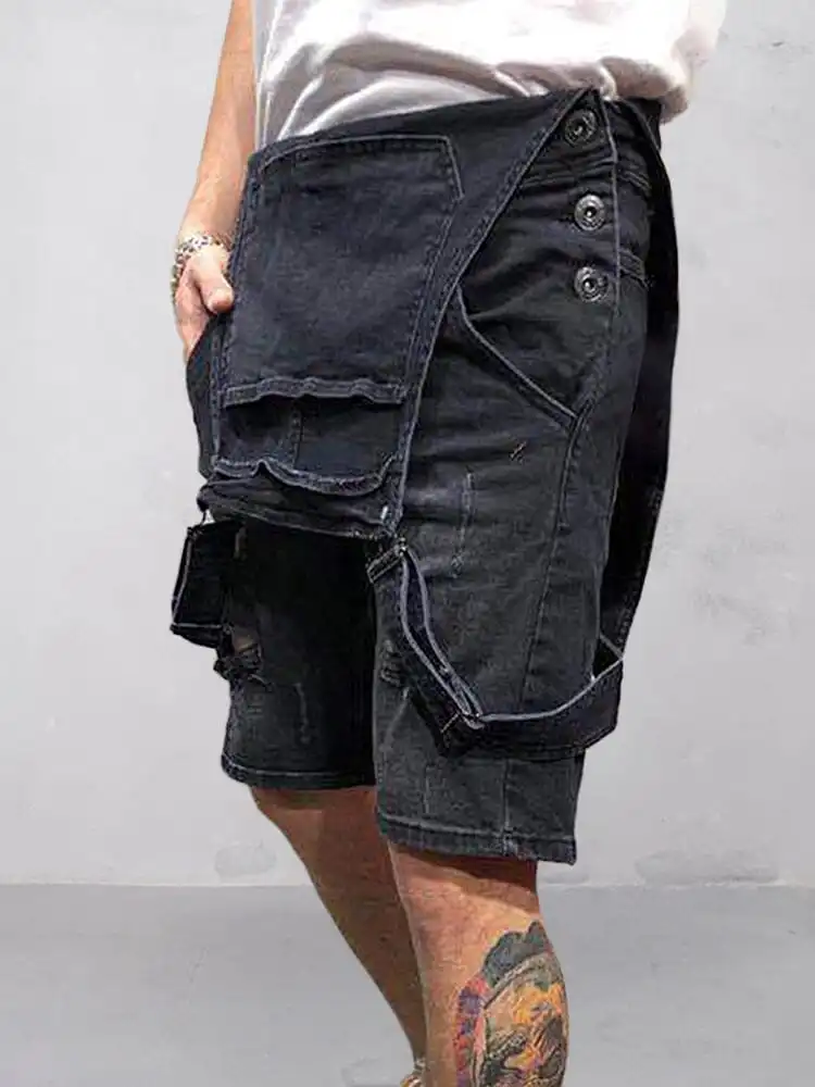 Denim Overall Shorts
