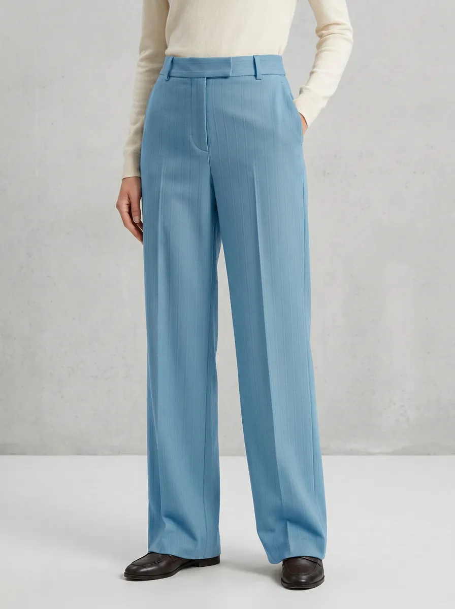 Effortless Pinstripe High Rise Wide Leg Pants