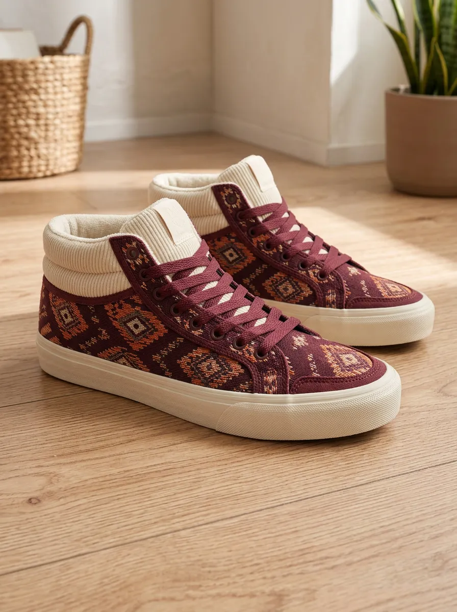 Women's Boho Geometric Pattern Statement High-Top Skate Shoes