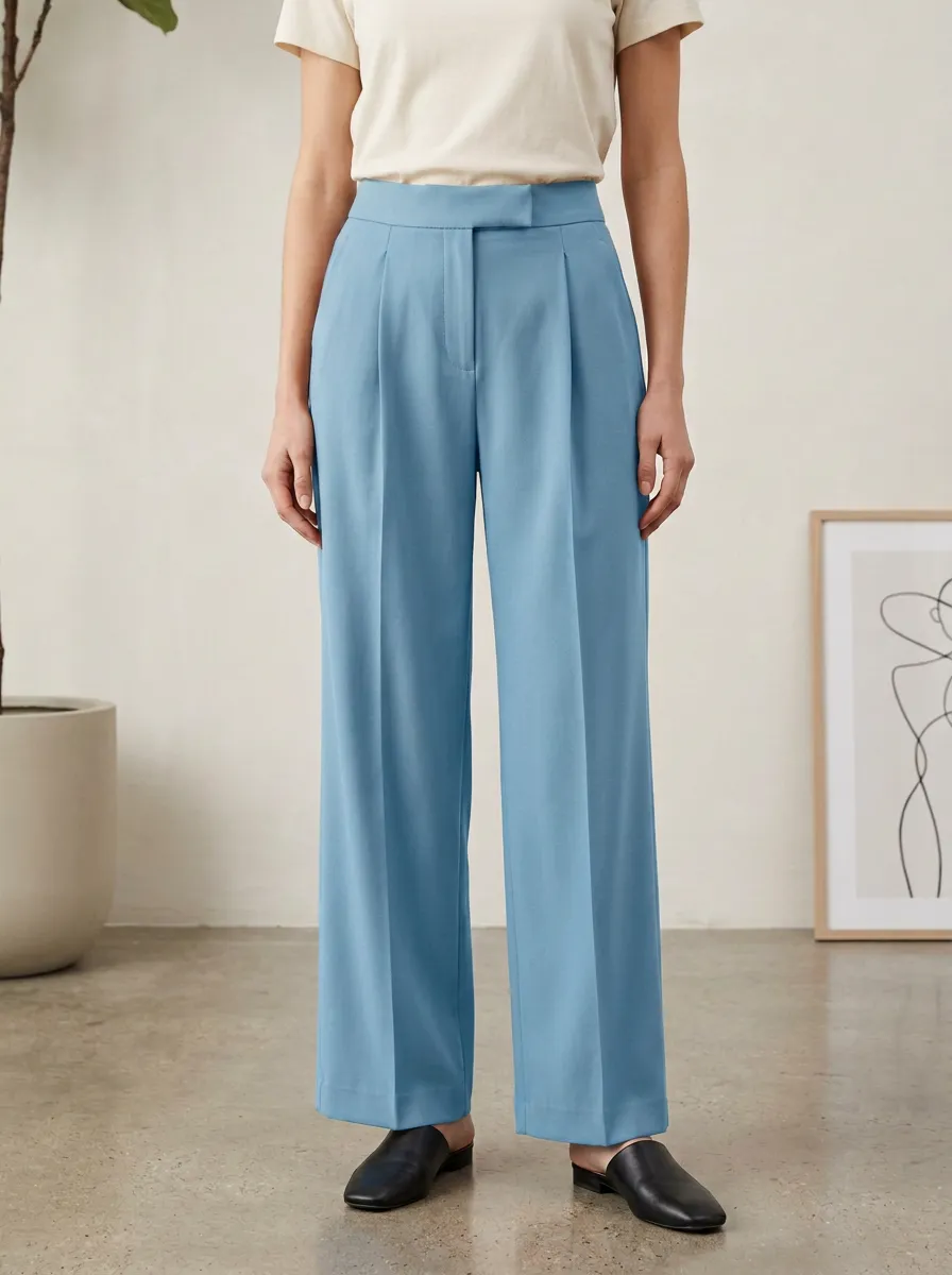 Classic Pleated High Rise Wide Leg Pants