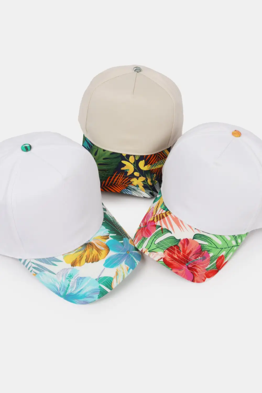 Tropical Print Two Tone Five Panel Panel Baseball Cap