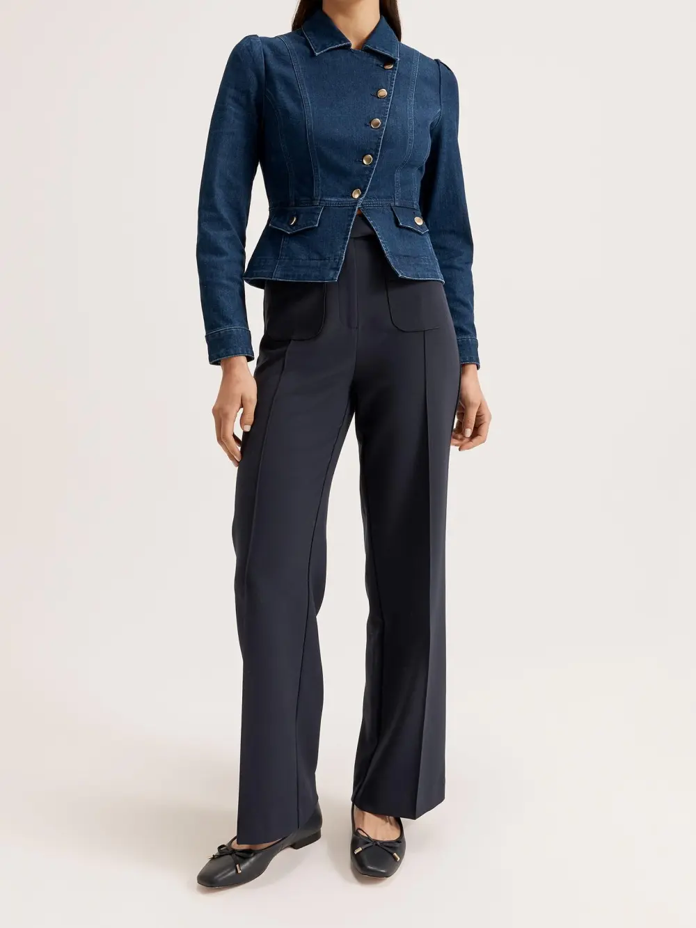 Button Front Pockets Denim Jacket