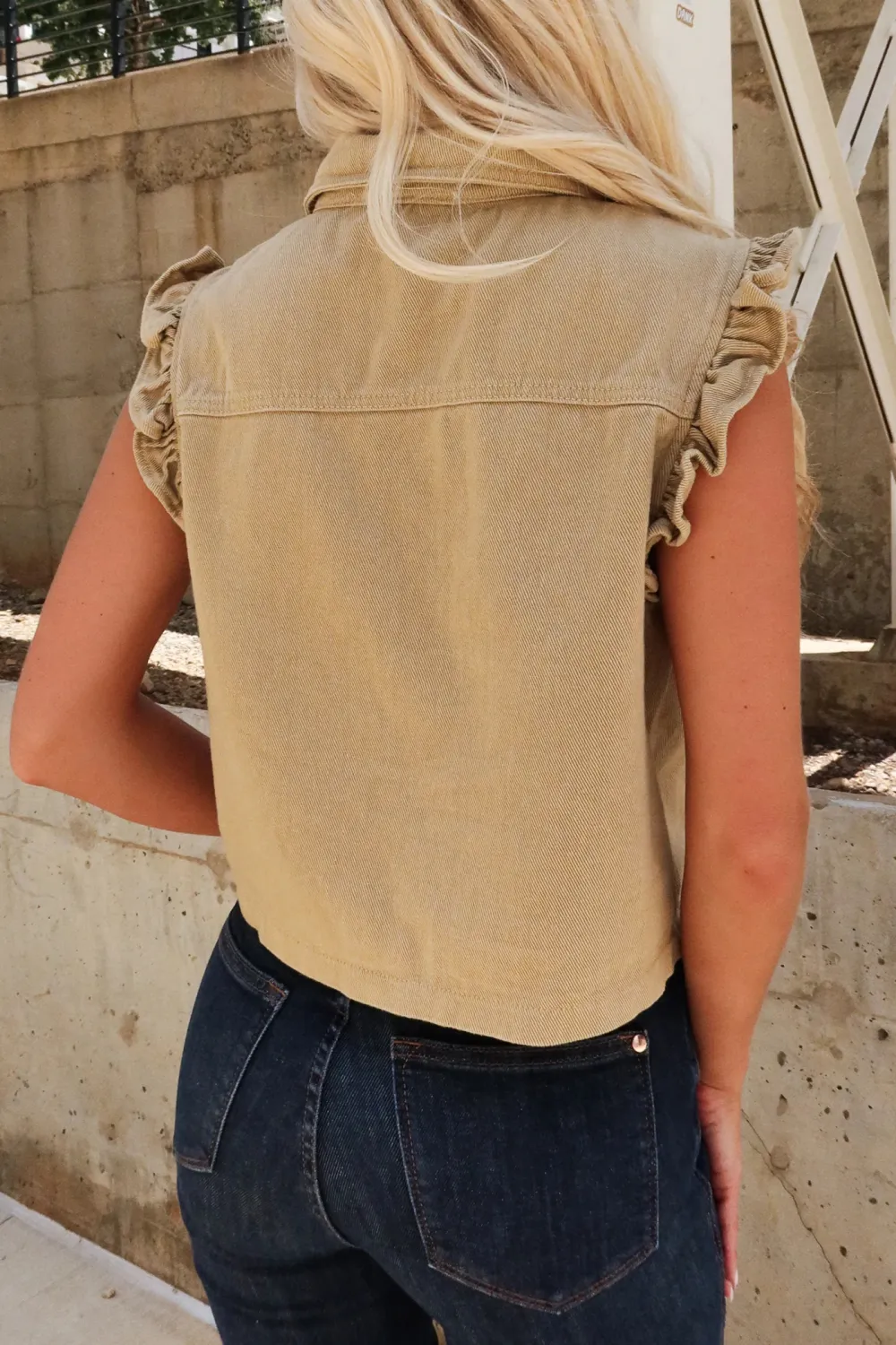 Plain Lapel Vest With Pockets