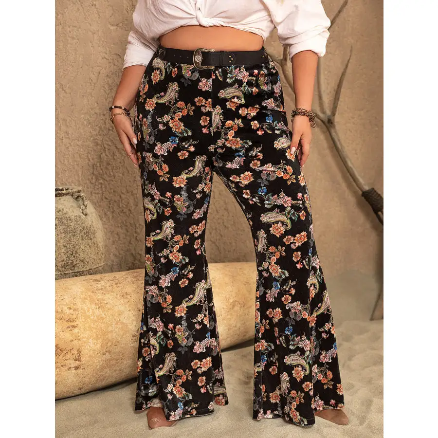 Plus Size Wide Leg Printed Pants