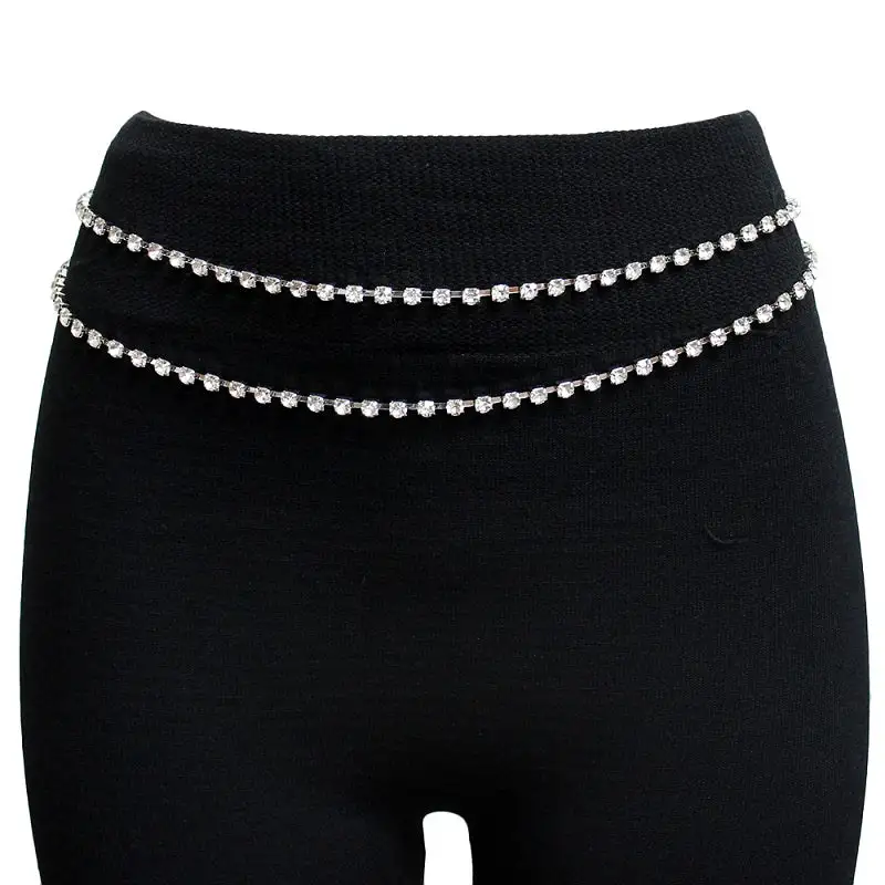 Refined Crystal Double Row Waist Belt
