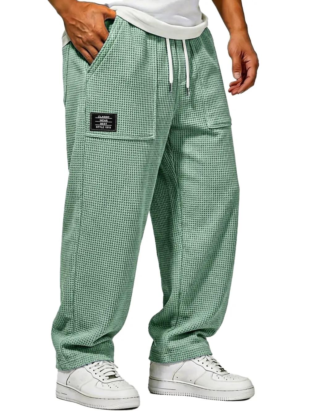 Textured Knit Pocket Relaxed Trousers