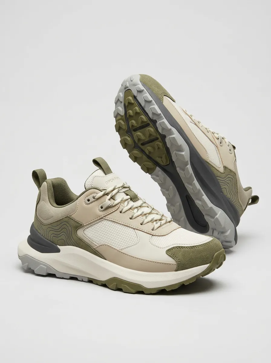 Trail-Inspired Form Hiking-Inspired Topographic Casual Sneakers