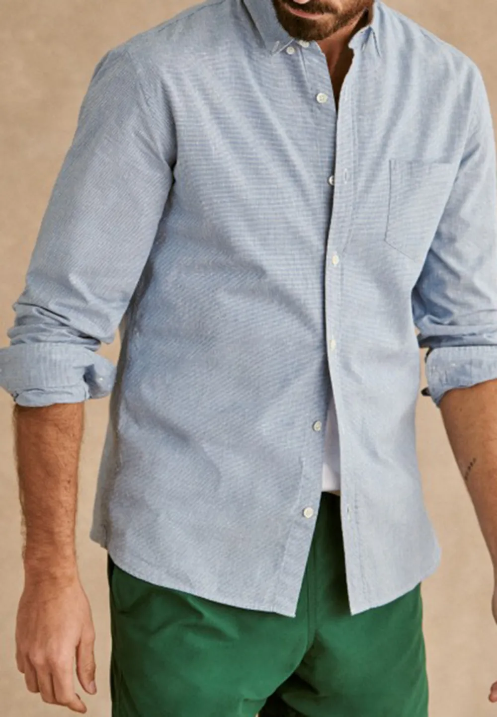 Light Green Houndstooth Pattern Button Up Shirt