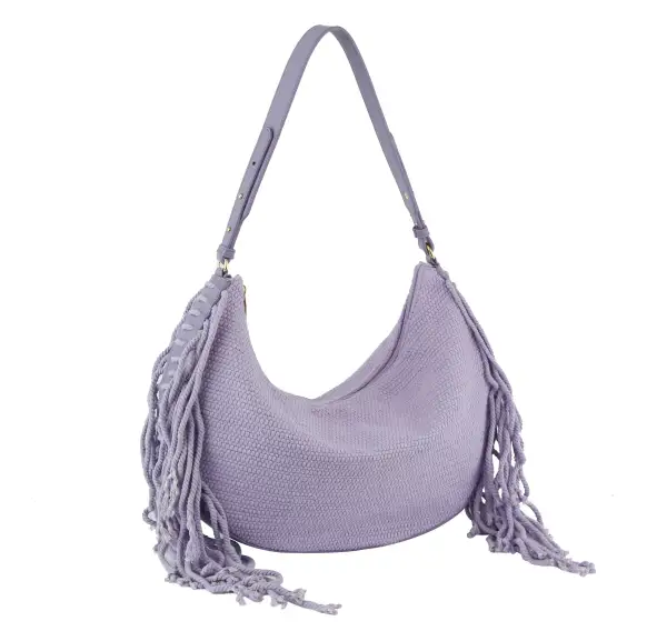 Curved Texture Fringe Shoulder Bag