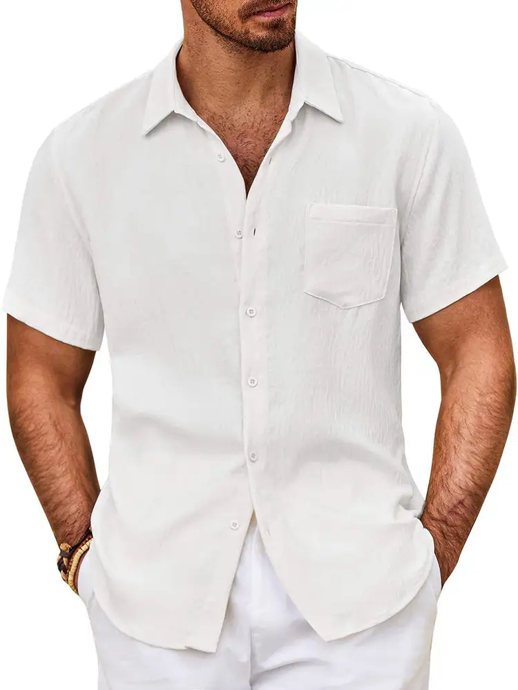 Textured Short Sleeve Button Down Shirt