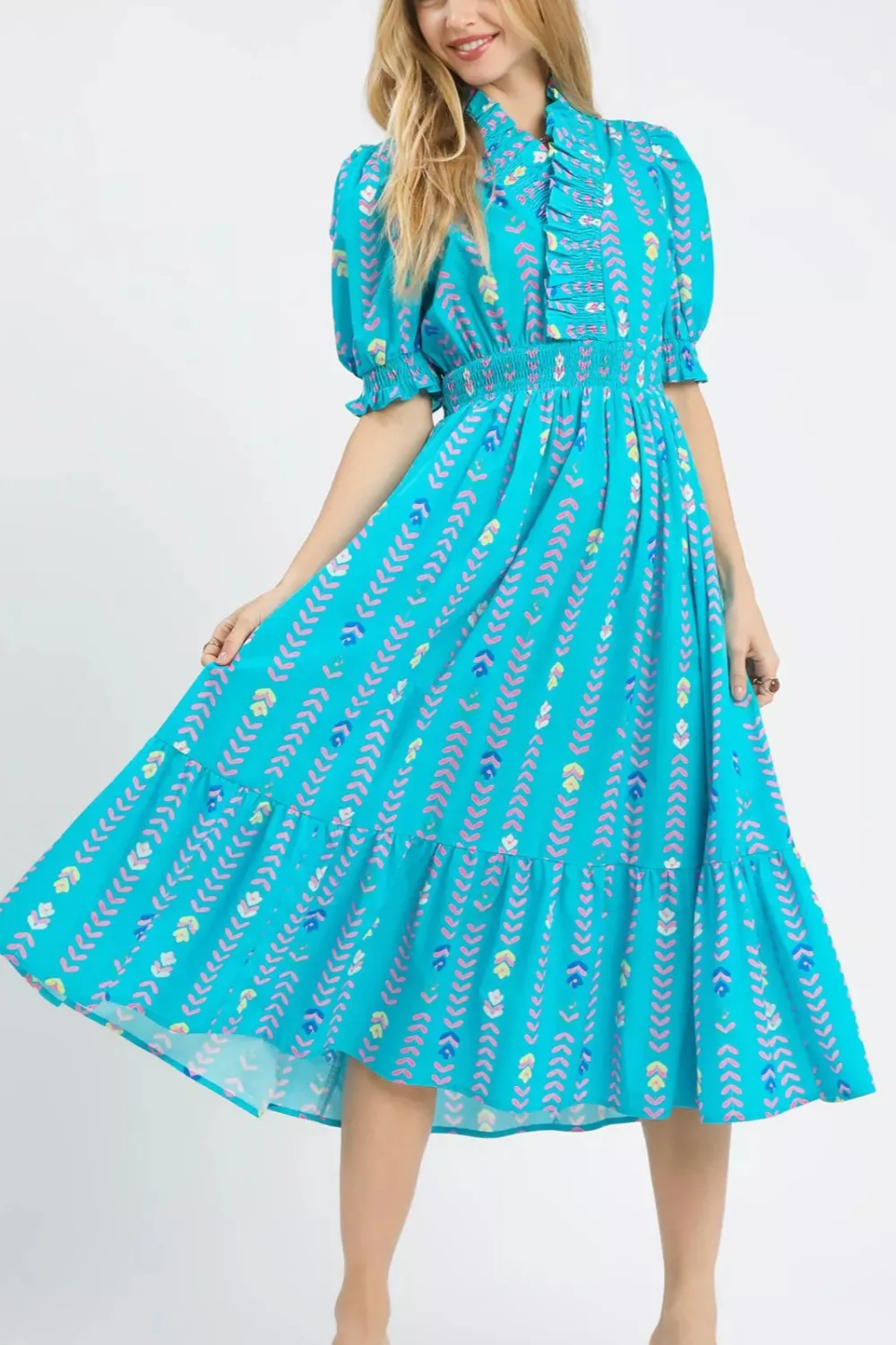 Tiered Smocked Midi Dress