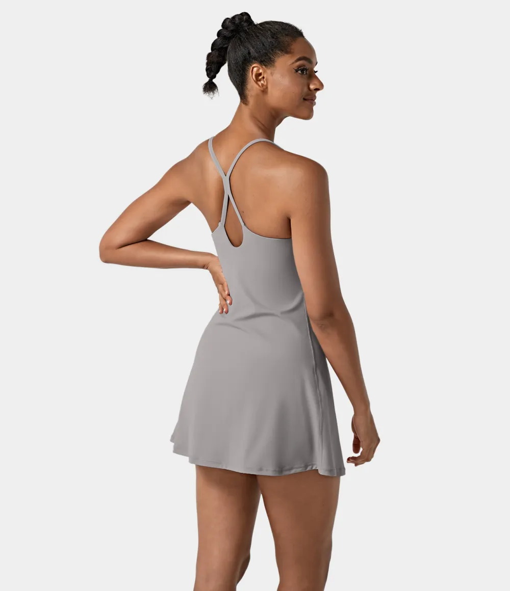 Softlyzero Airy Backless Cut Out 2-in-1 Pocket Cool Touch Mini Activity Dress