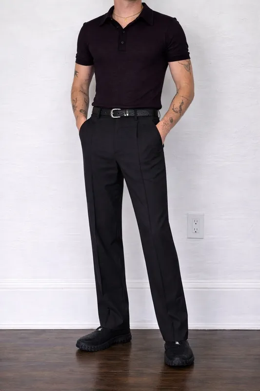 Straight Pin-Tuck Trousers